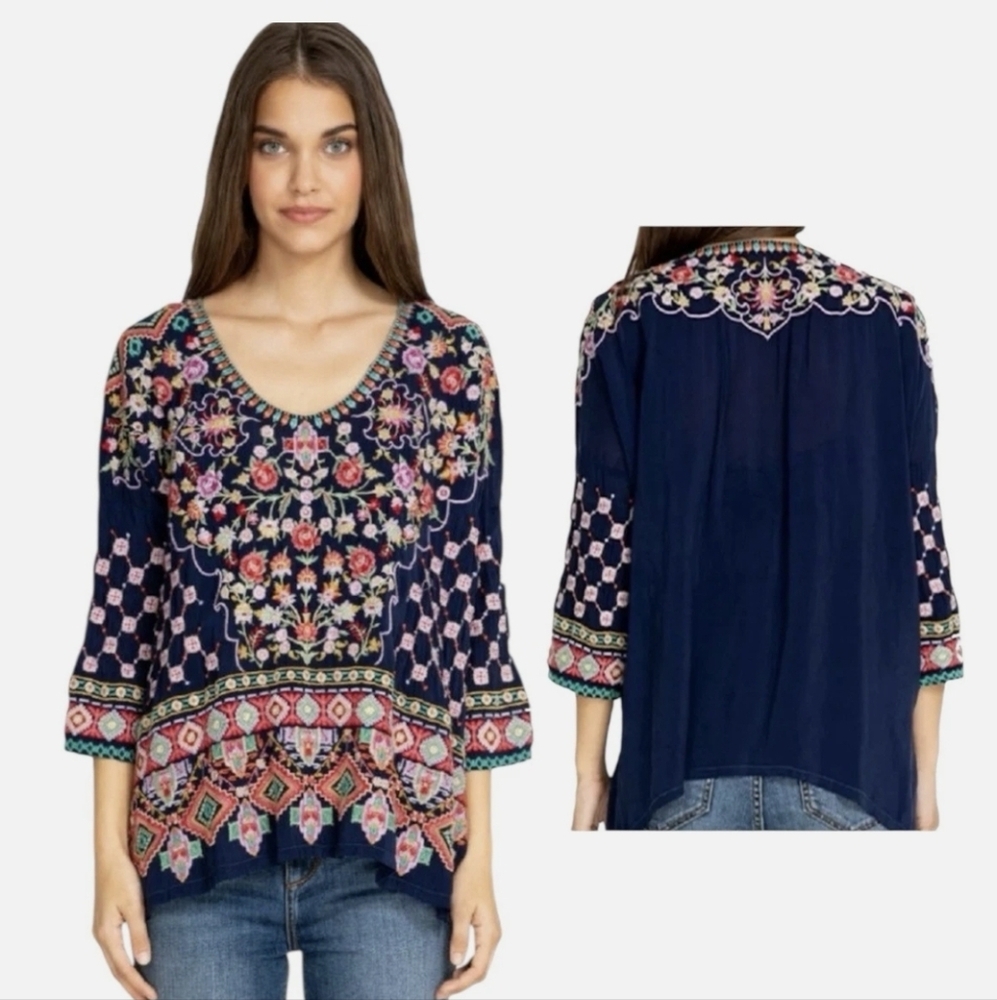 Johnny Was blouse NWT | Boxy | 3/4 drop sleeves | Embroidered front | Size L